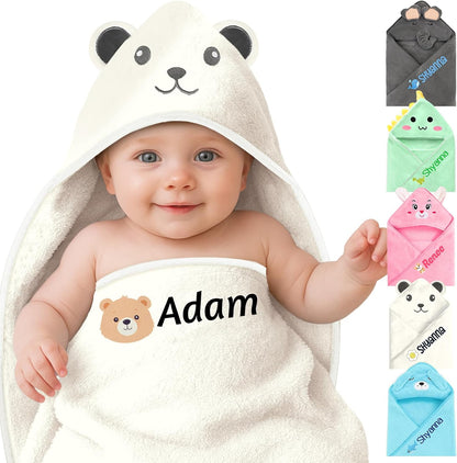Personalized Baby Towels Hooded with Name, Custom Toddler Bath Towel with Hood for Girl Boy, Warm