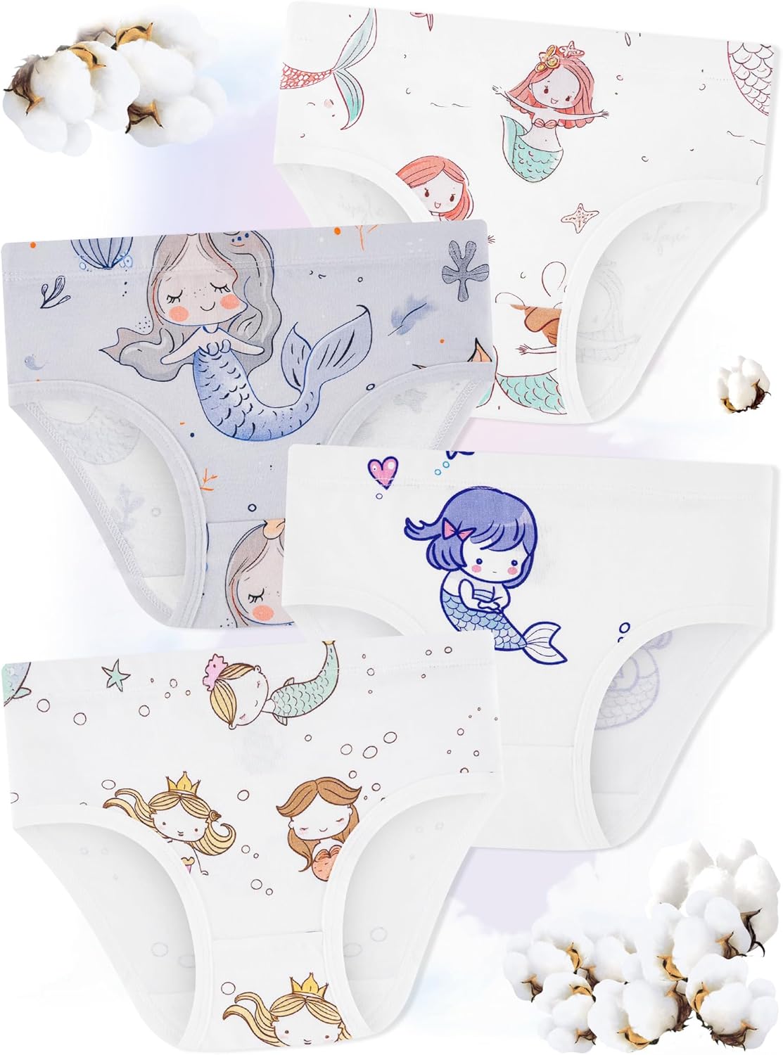 Girls' Underwear,Soft Cotton Tagless Panties for Toddlers' & Little Kids Comfort,Breathable