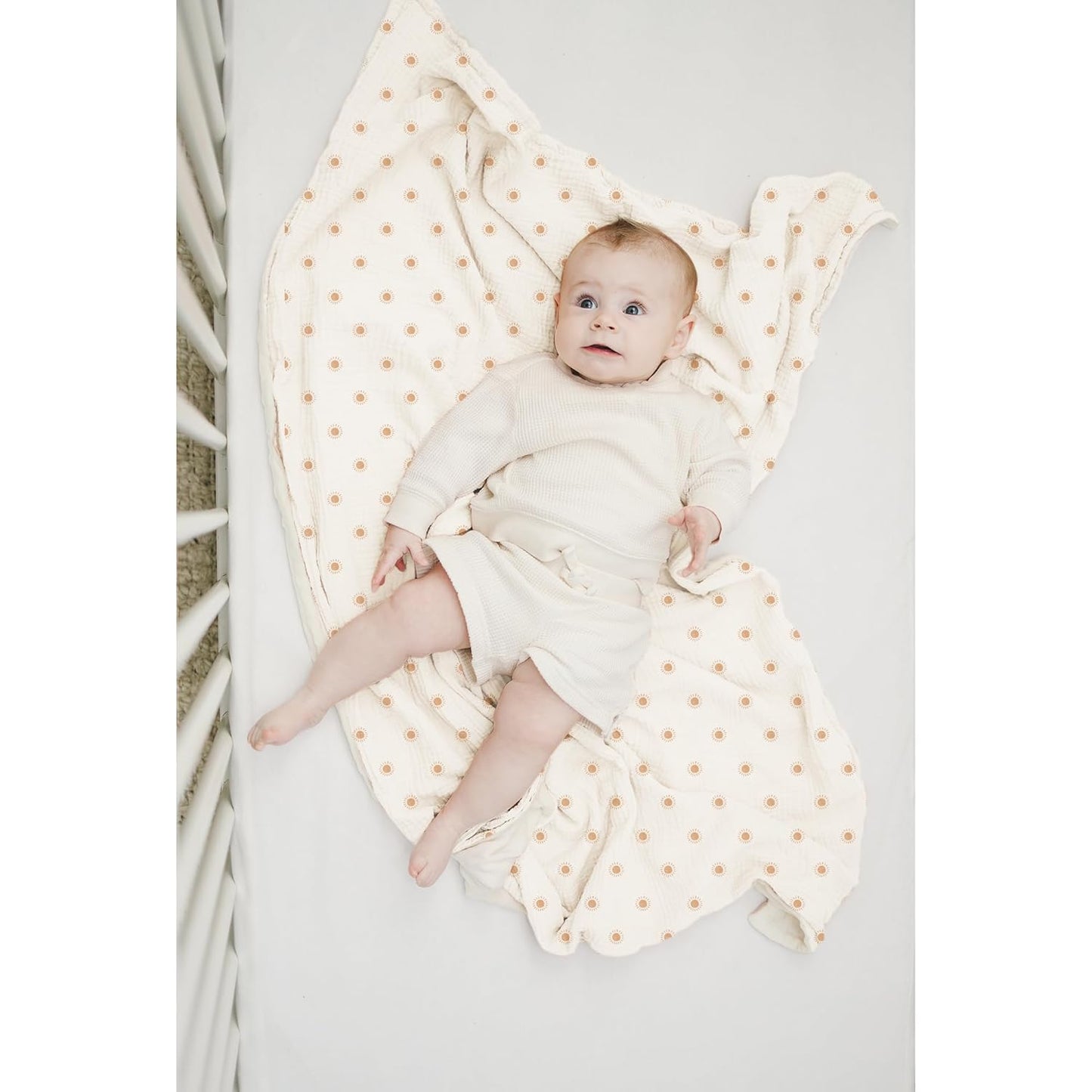 Konssy Baby Blankets for Unisex Boys Girls, Super Soft Nursery Minky Blankets with Muslin Cotton