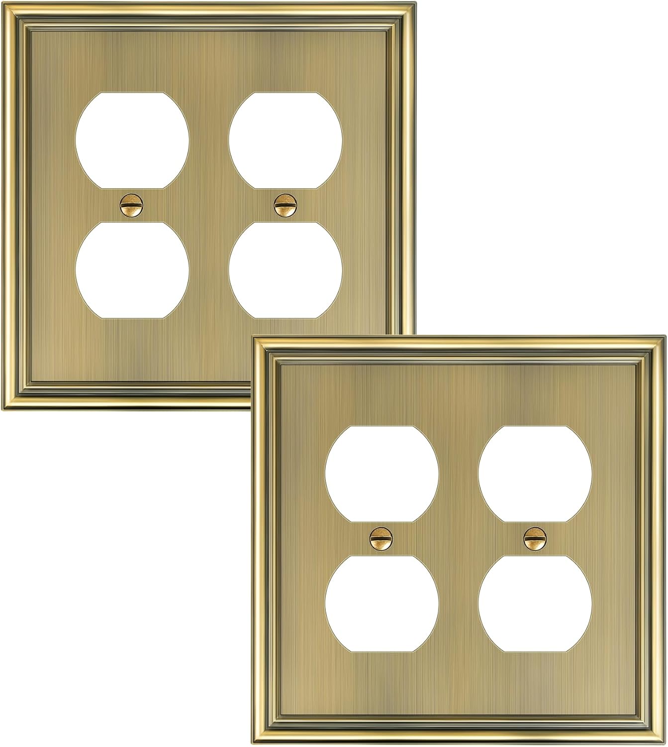 2-Pack Double Duplex Outlet Cover, Antique Brass Decorative Switch Plates and Outlet Covers for