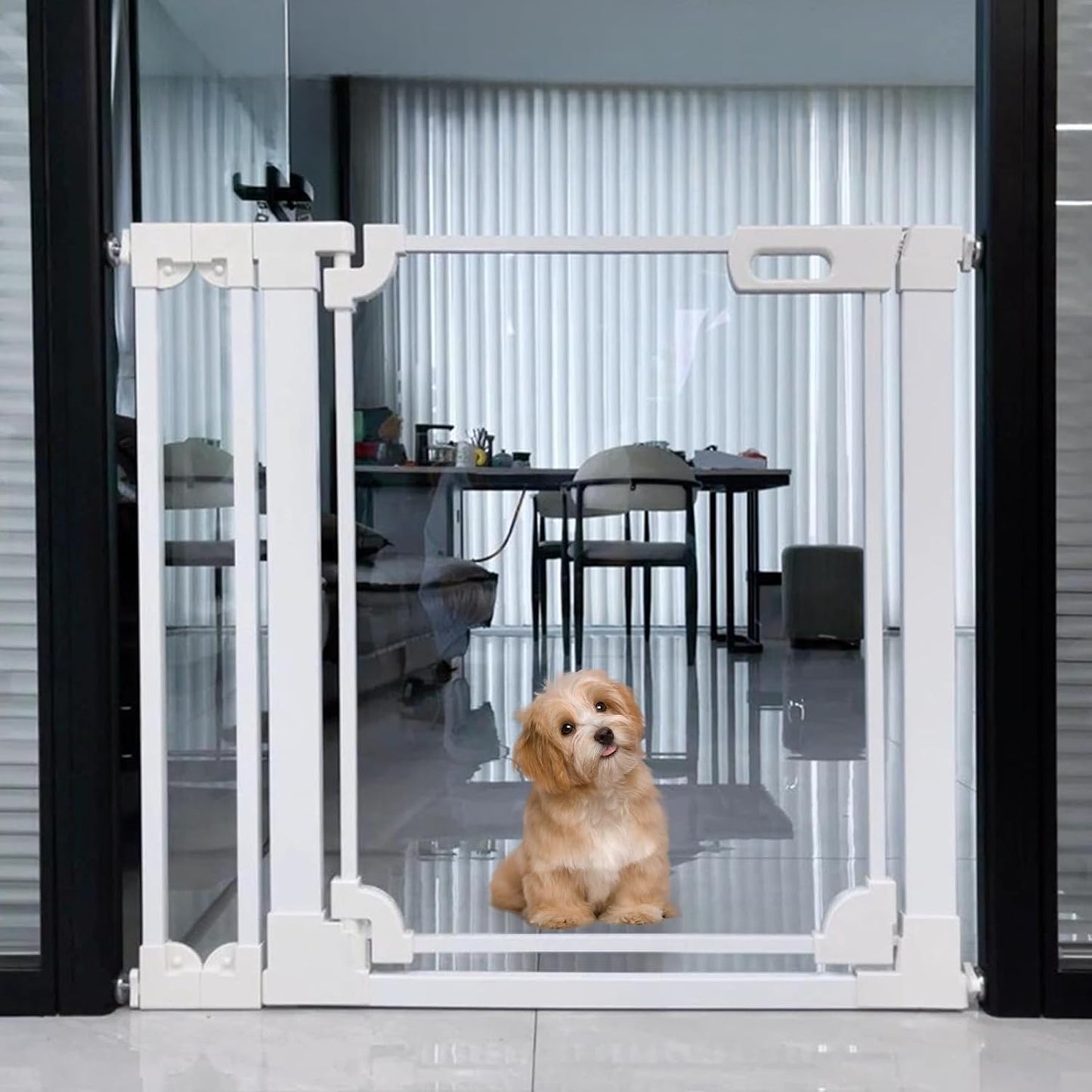 WAOWAO Clear Acrylic Baby Gate for Stairs Modern Design Acrylic Auto Close Pet Gate, 29.52-37.79"