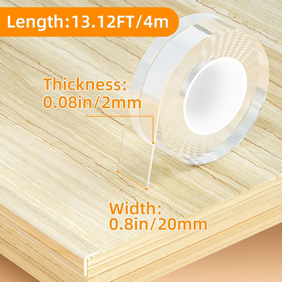 CHENYA Clear Edge Protector Strip Sharp Edge Wrap Cover Tape,0.8 in x 13.12 FT,Self Adhesive