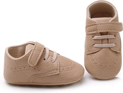 SOFMUO Baby Boys Girls High Top Ankle PU Leather Sneakers Soft Rubber Sole Infant Moccasins Newborn