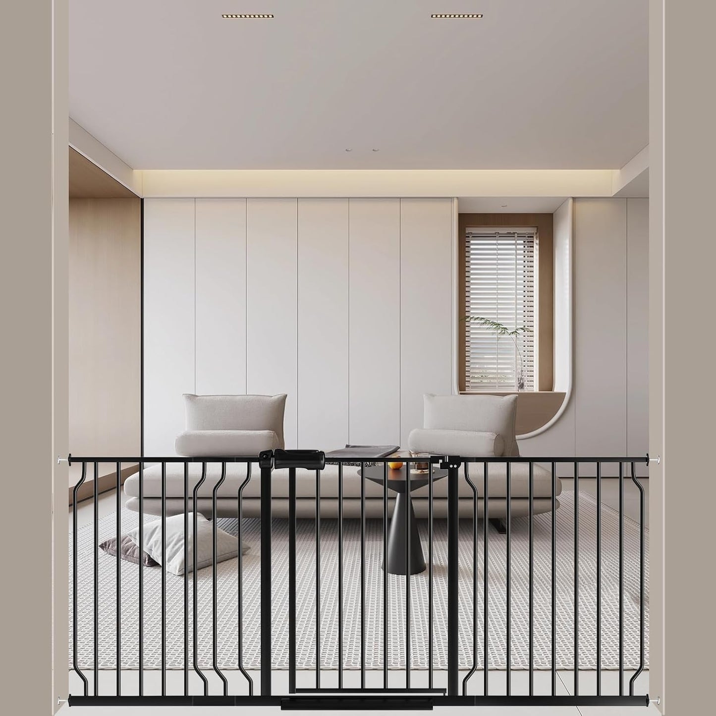 WAOWAO Baby Gate 62.20-71.26" Extra Wide Pressure Mounted Walk Through Swing Auto Close Safety
