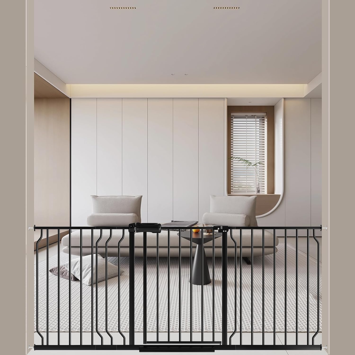 WAOWAO Baby Gate 62.20-71.26" Extra Wide Pressure Mounted Walk Through Swing Auto Close Safety