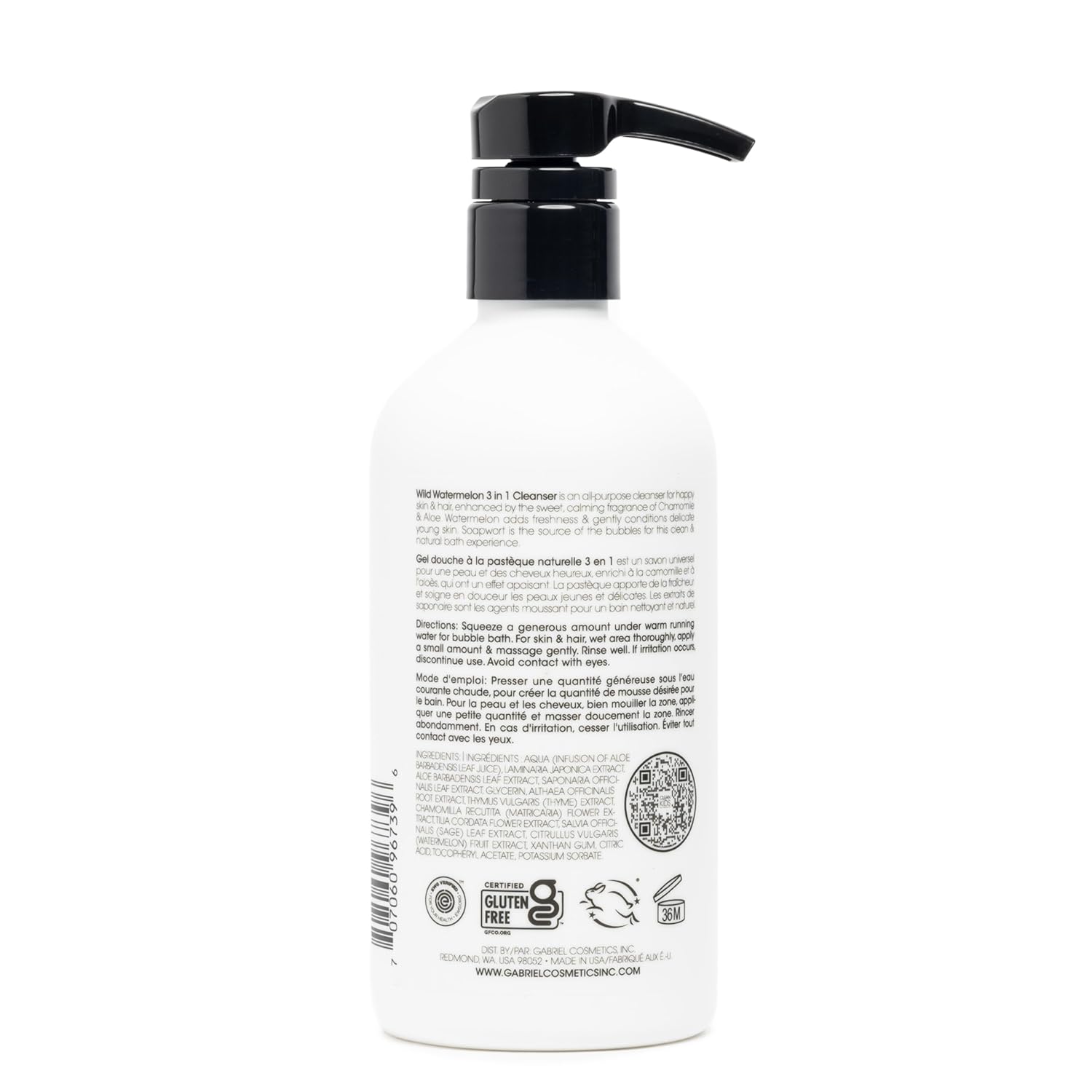 Gabriel Cosmetics Clean Kids Naturally Wild Watermelon 3-in-1 Shampoo, Cleanser & Bubble Bath (16