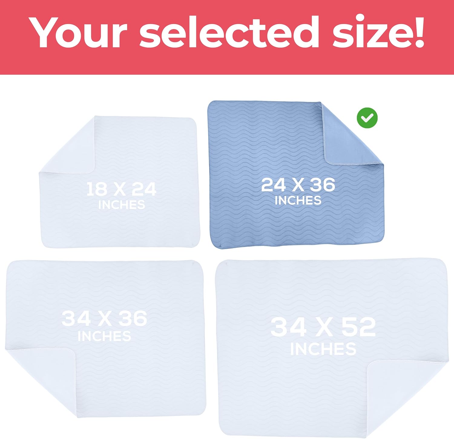 Utopia Bedding Washable Underpads 24" x 36" (Pack of 4), Waterproof Reusable Heavy Absorbency