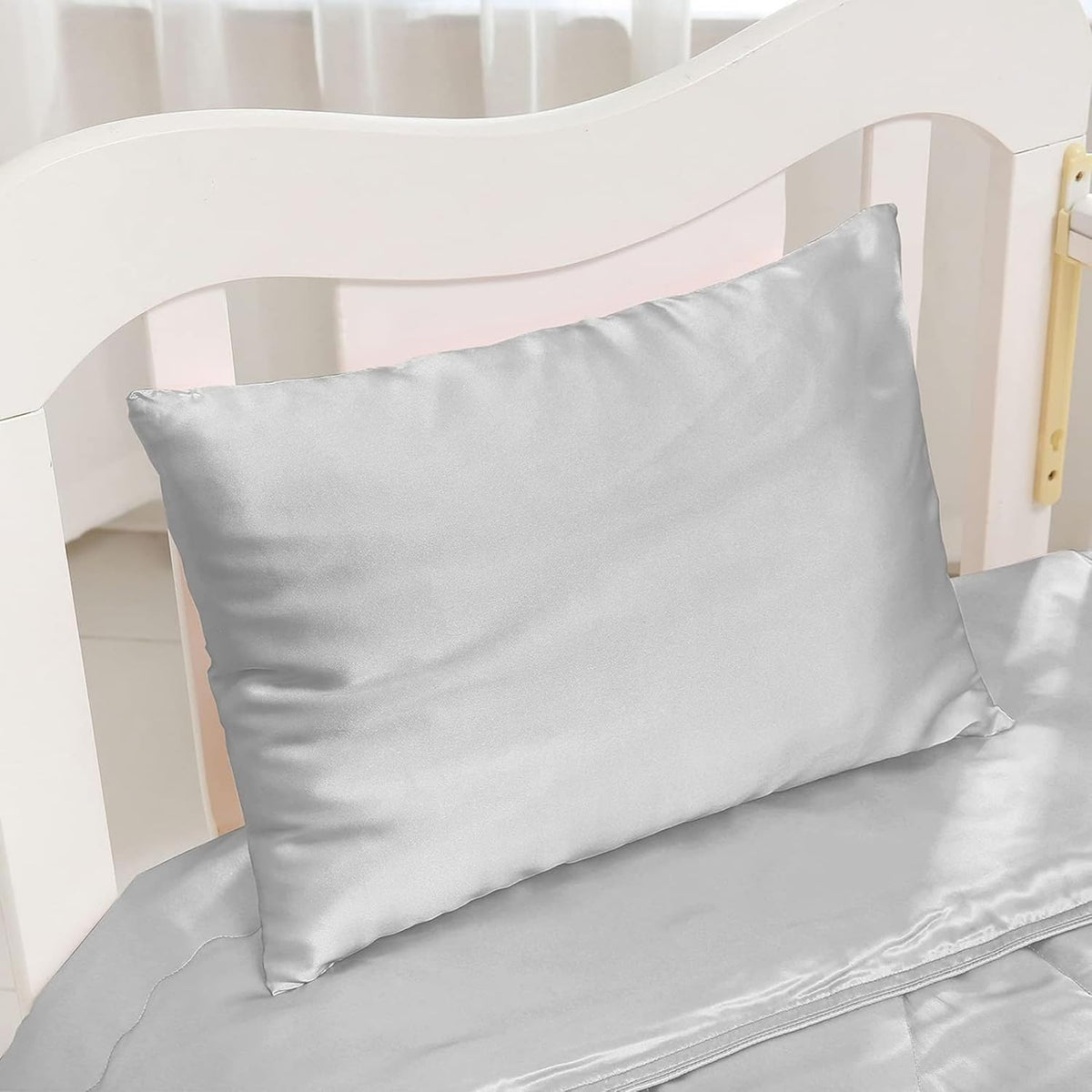 Organic Silk Baby Pillowcase with Zipper, Small 10"x13" Pillow Cover for Boys & Girls, Ideal for