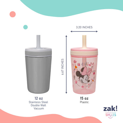 Zak Designs Disney Minnie Mouse Kelso Toddler Cups For Travel or At Home, 15oz 2-Pack Durable