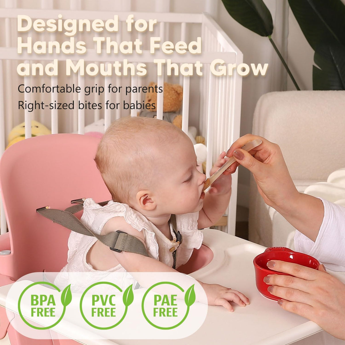 Silicone Baby Spoons 2-Pack with Case, Self Feeding 6 Months, Baby Led Weaning Supplies, Toddler