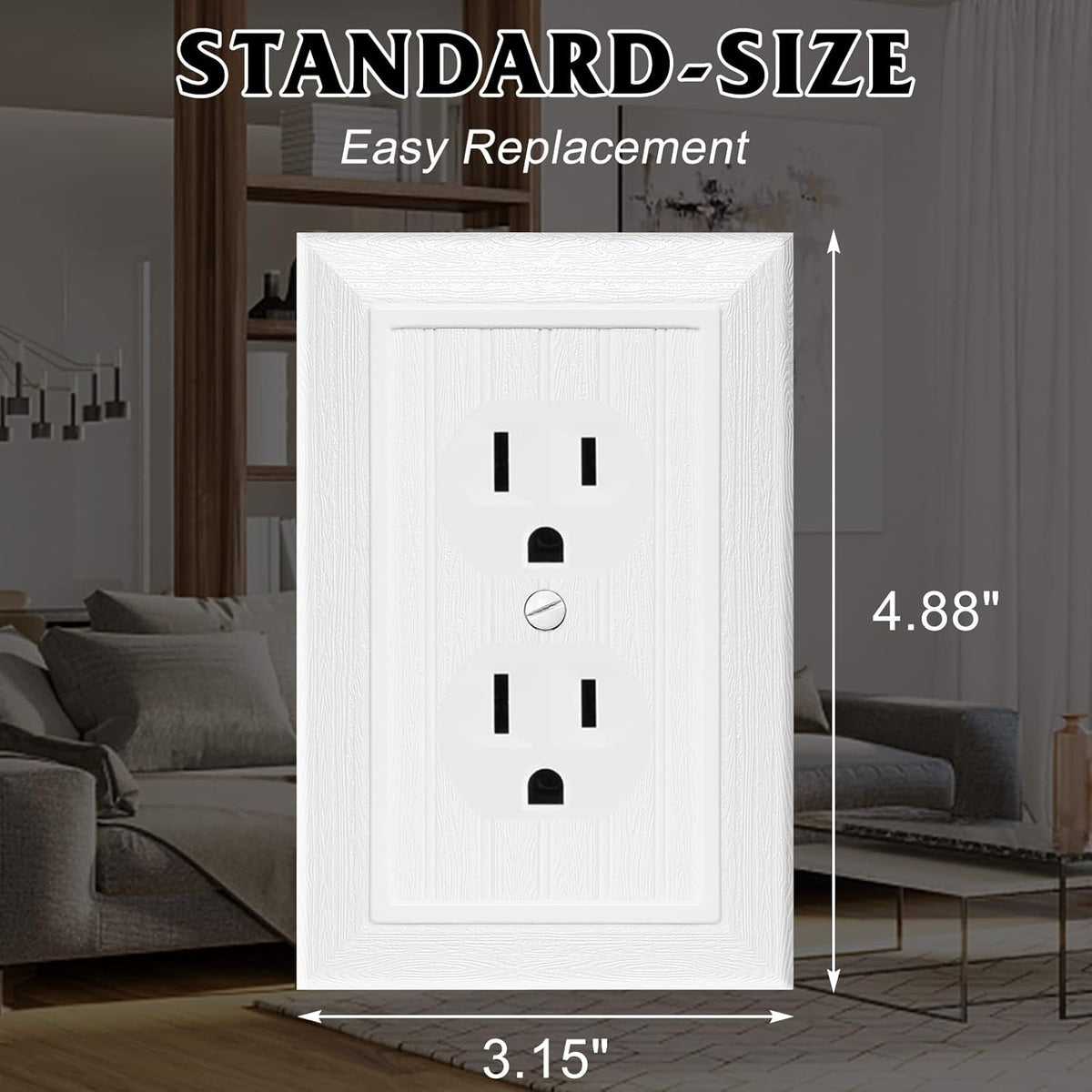 Modern Decorative Wall Plate Switch Plate Outlet Cover, Vintage Retro Wood Grain Design(Single