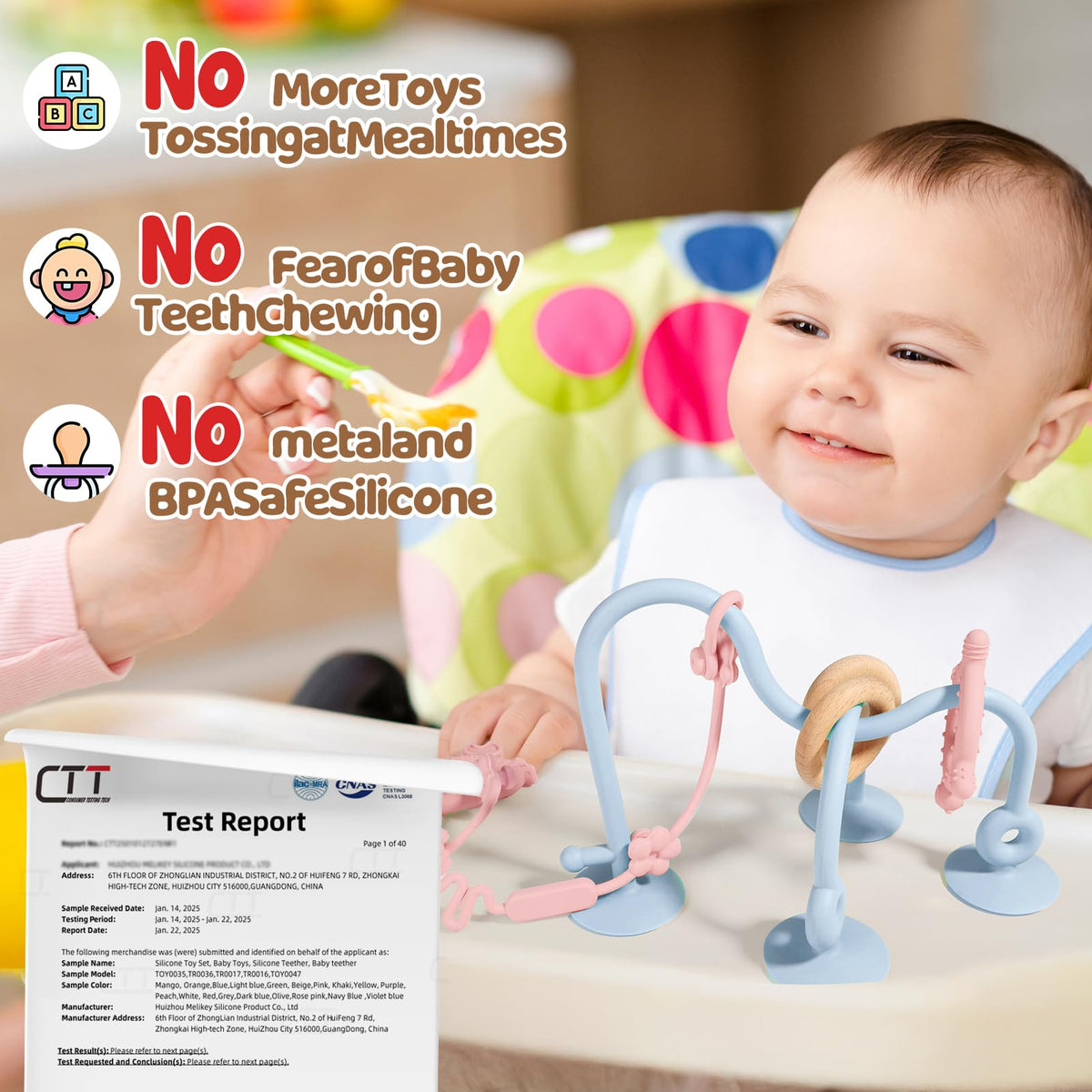 Baby Teething Relief Sensory Toys, High Chair Suction Cup Toy
