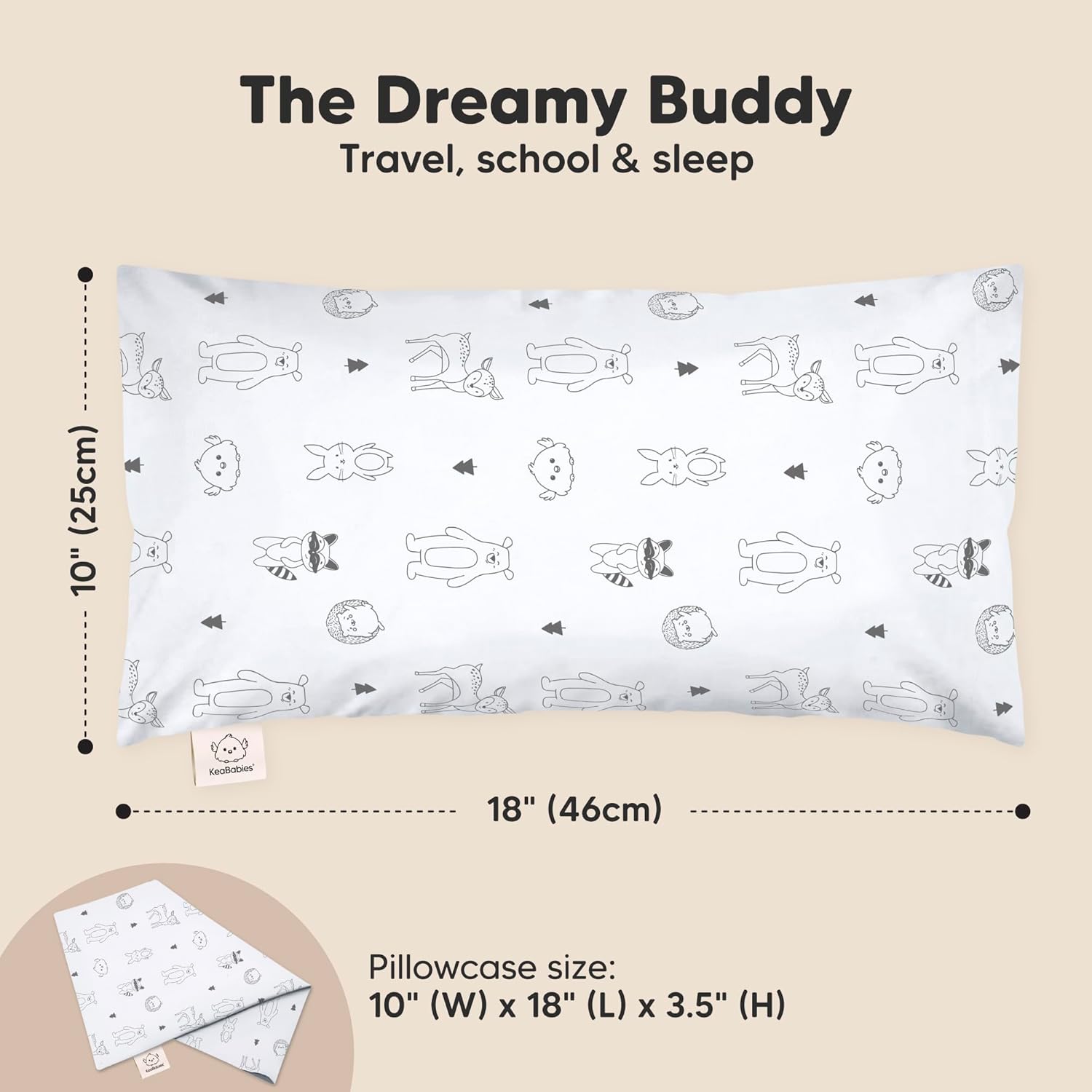 Toddler Pillow with Pillowcase - 10x18 My Little Dreamy Kids Travel Bed Pillows for Sleeping