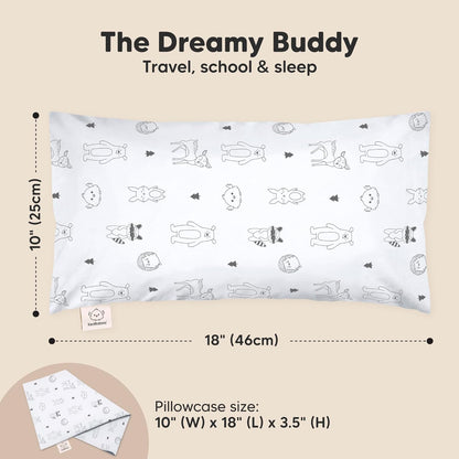 Toddler Pillow with Pillowcase - 10x18 My Little Dreamy Kids Travel Bed Pillows for Sleeping
