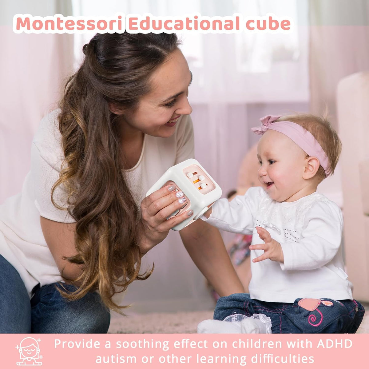 Busy Cube Toys for 1 Year Old Girl Gifts, Montessori for Baby Girl, Travel Sensory Toys for