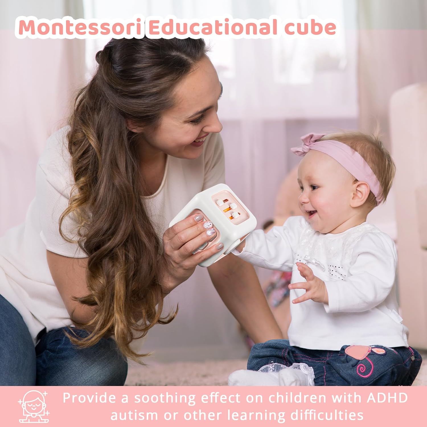Busy Cube Toys for 1 Year Old Girl Gifts, Montessori for Baby Girl, Travel Sensory Toys for