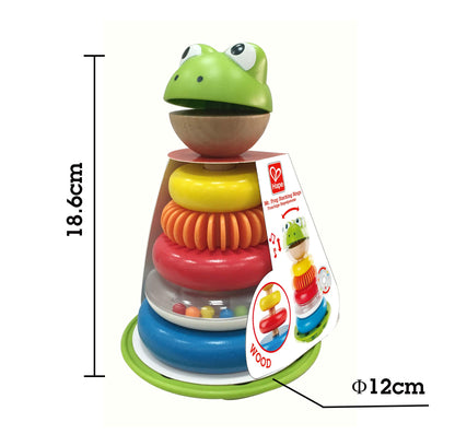 Hape Mr. Frog Stacking Rings | Multicolor Wooden Ring Stacker Play Set, Educational Toy for Children