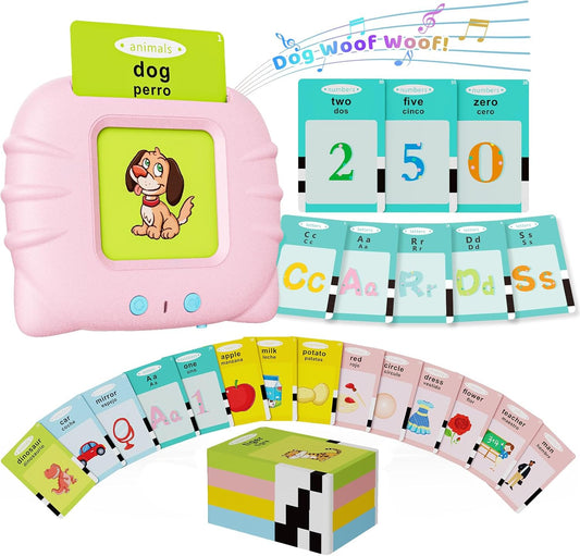 Toddler Toys Bilingual English and Spanish Talking Flash Cards for 1 2 3 4 5 6 Year Old Boys and