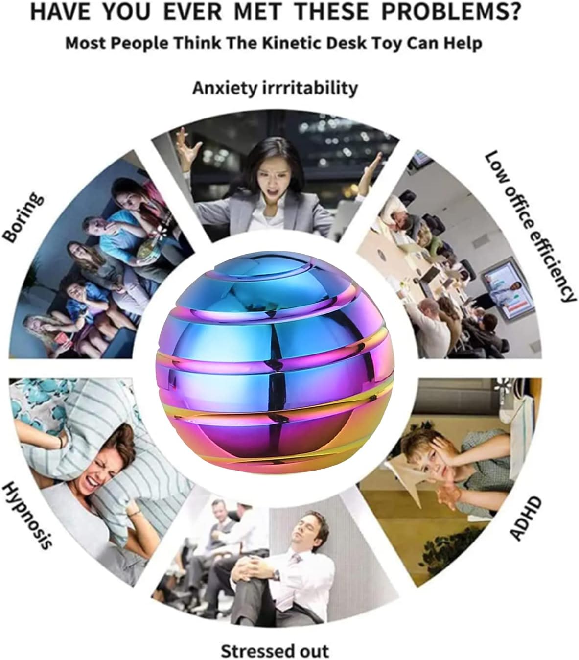 Kinetic Desk Toys, Fidget Toys Kids Adults, Adults Office Desk Toys, Metal Kinetic Fidget Spinners