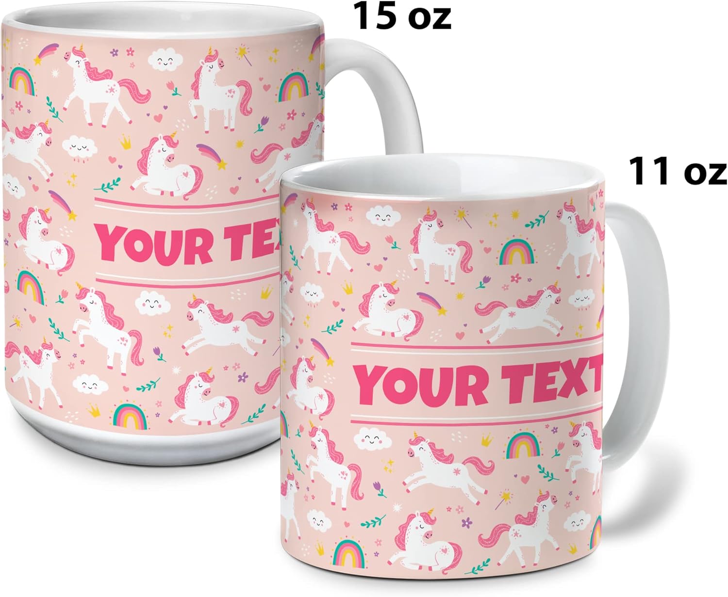 Personalized Mug for Kids - Pink Unicorn - Custom Name/Text, Ceramic Hot Chocolate/Cocoa/Coffee Cup