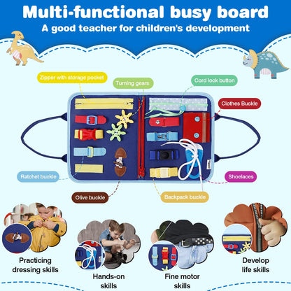 JHkim Busy Board Montessori Toys for Boys Girls Gifts, Sensory Toy, Educational Activities Travel