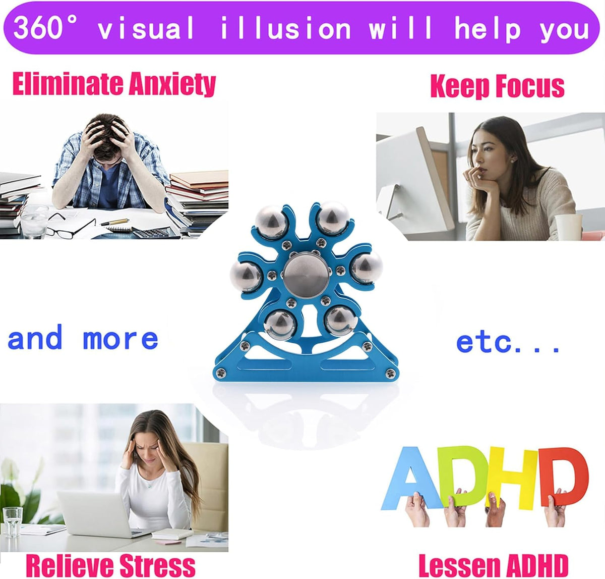 Desk-Fidget-Toys for Ferris-Wheels-Spinner: 4mins Kinetic-Metal-Spinner, Cool-Gadgets-Stuff for Kid