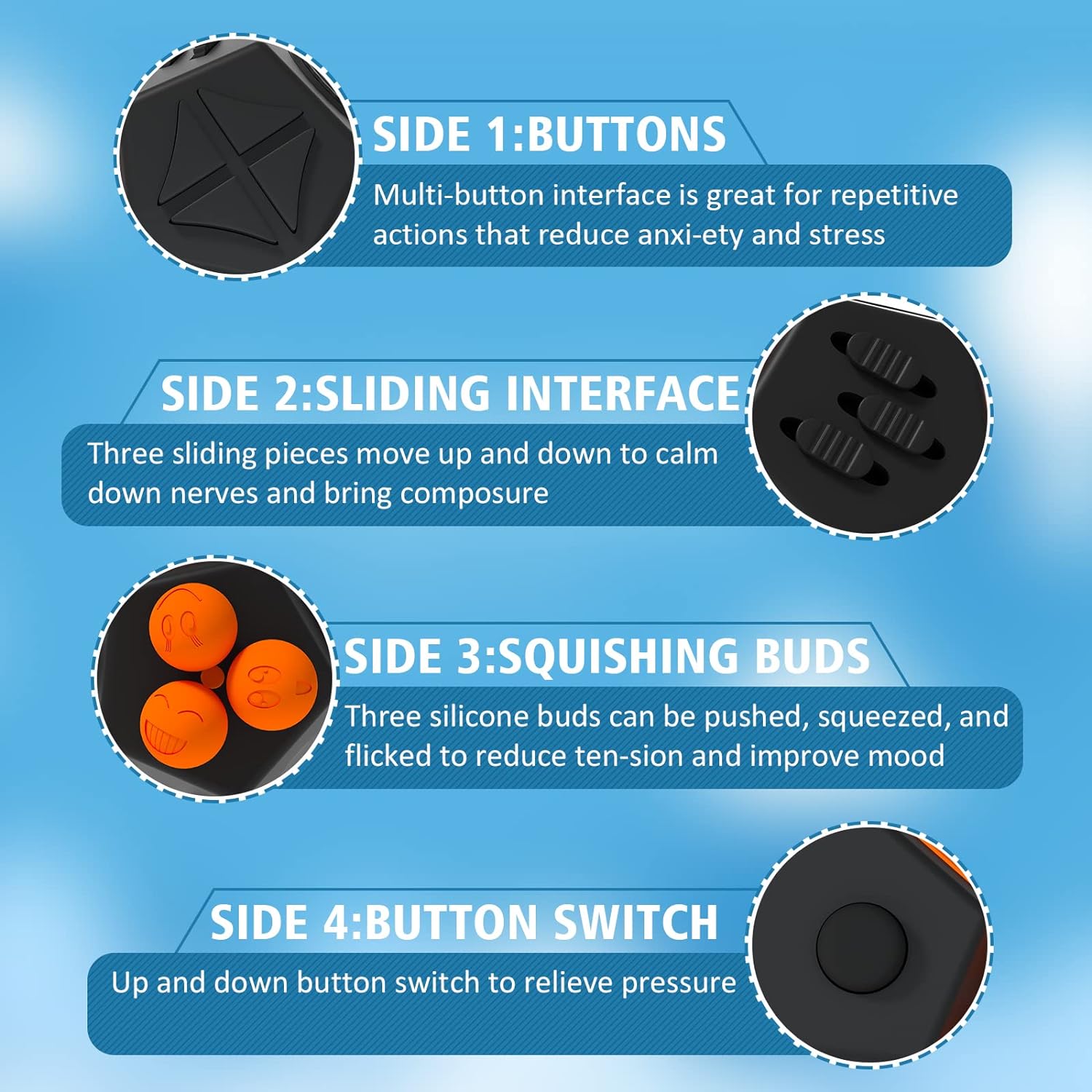 Fidget Dodecagon –12-Side Fidget Toys Cube Relieves Stress and Anxiety Anti Depression Cube for