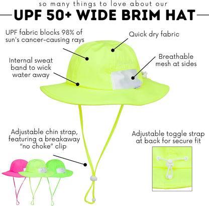 SwimZip Wide Brim Sun Hat | UPF 50+ Protection for Baby, Toddler, and Kids