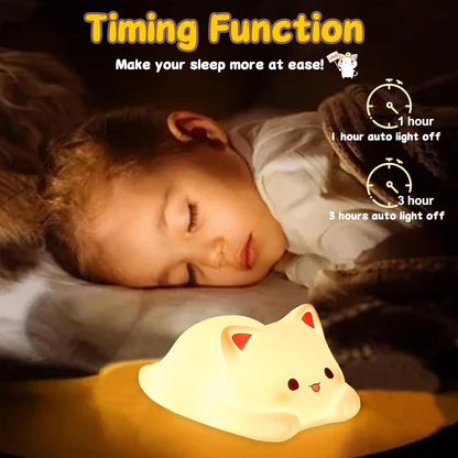 Tremdwoto Cat Night Light for Kids,Cute Colorful Night Light Baby Girl Squishy Night Light Lamp 1/3