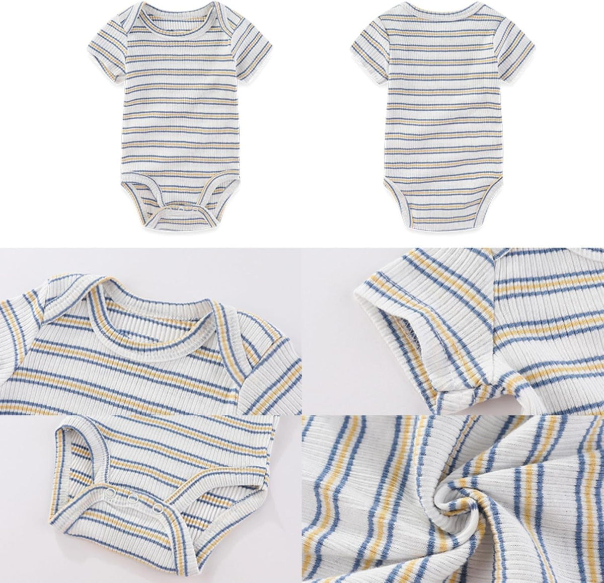 Four Seasons Baby Boy Girl Bodysuits 5-Pack Cotton Comfort Short Sleeve Baby Clothes Soft Infant