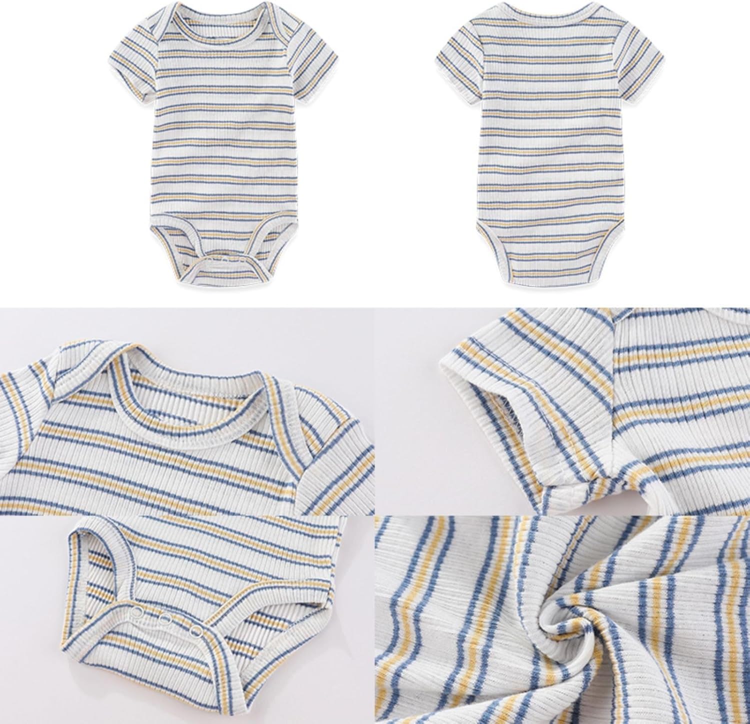 Four Seasons Baby Boy Girl Bodysuits 5-Pack Cotton Comfort Short Sleeve Baby Clothes Soft Infant