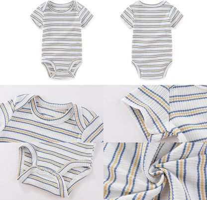 Four Seasons Baby Boy Girl Bodysuits 5-Pack Cotton Comfort Short Sleeve Baby Clothes Soft Infant