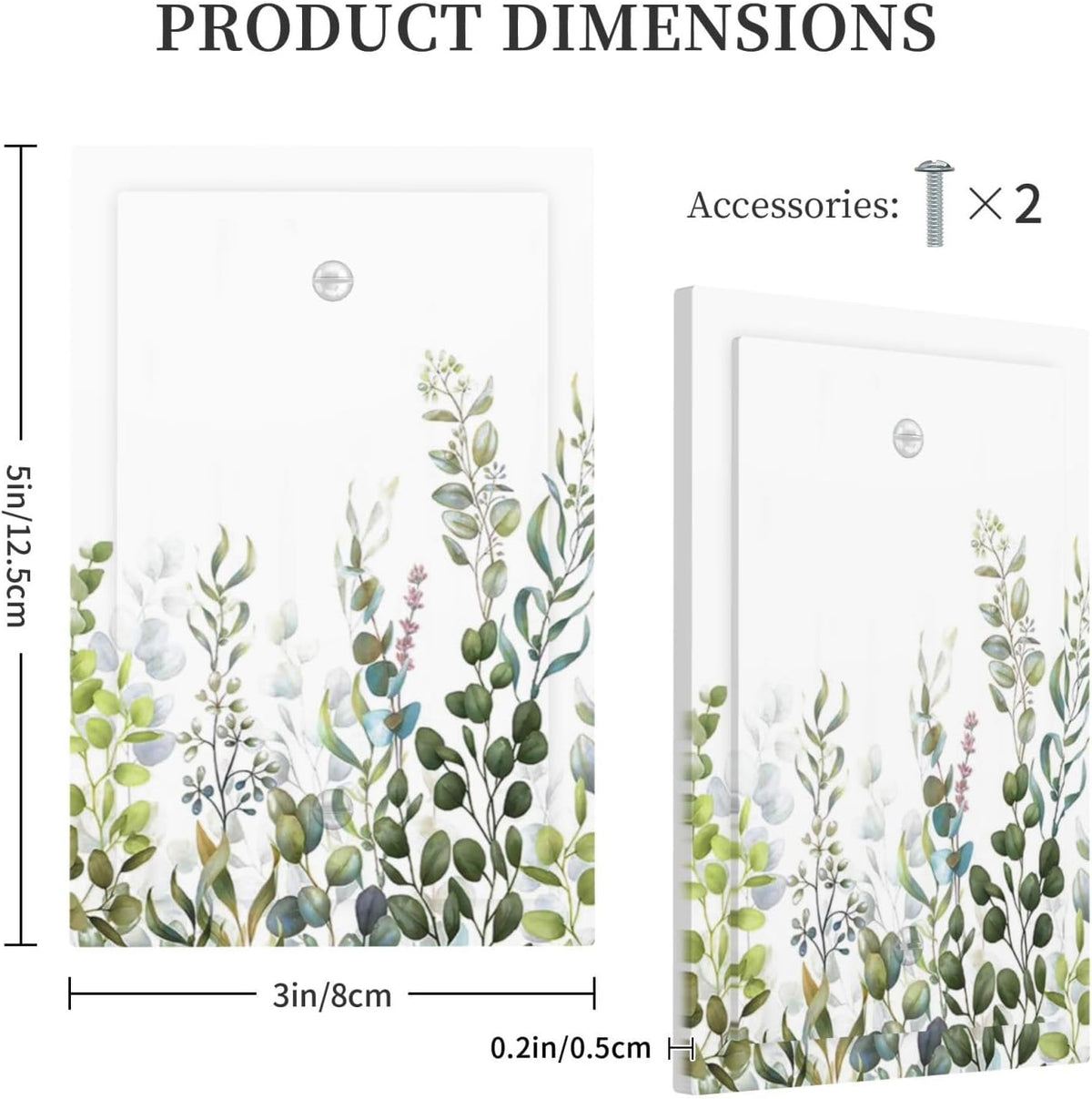 Green Eucalyptus Leaf Plant Herbs Springnature Light Switch Cover Plate 1 Gang No Device Blank