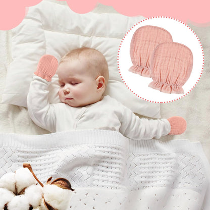 8 Pairs Newborn Baby Muslin Mittens 0-6 Months No Scratch Elastic Wrist Soft Breathable Gloves Bulk
