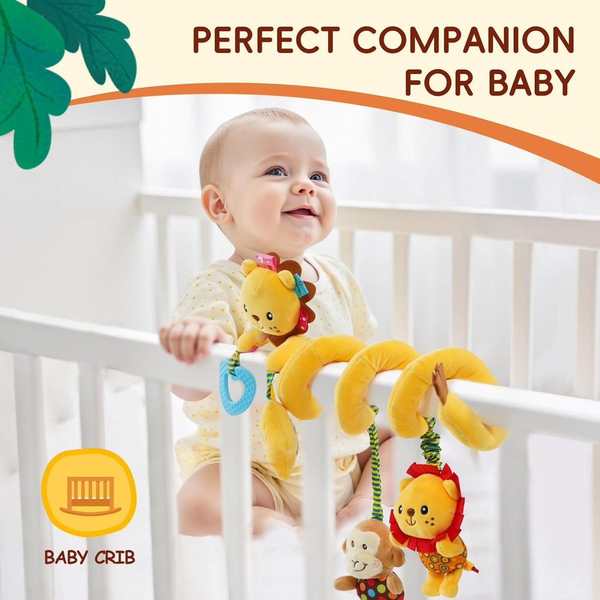 Jollybaby Crib Stroller Car Seat Toys for Baby 0-3-6-9-12 Months, Tummy Time Hanging Sensory Toys