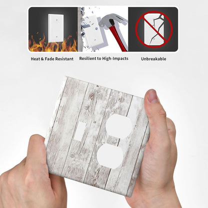 Wallplates Rustic Vintage White Wood Grain 1 Toggle 1 Duplex Switch Plate Electrical GFCI Faceplate