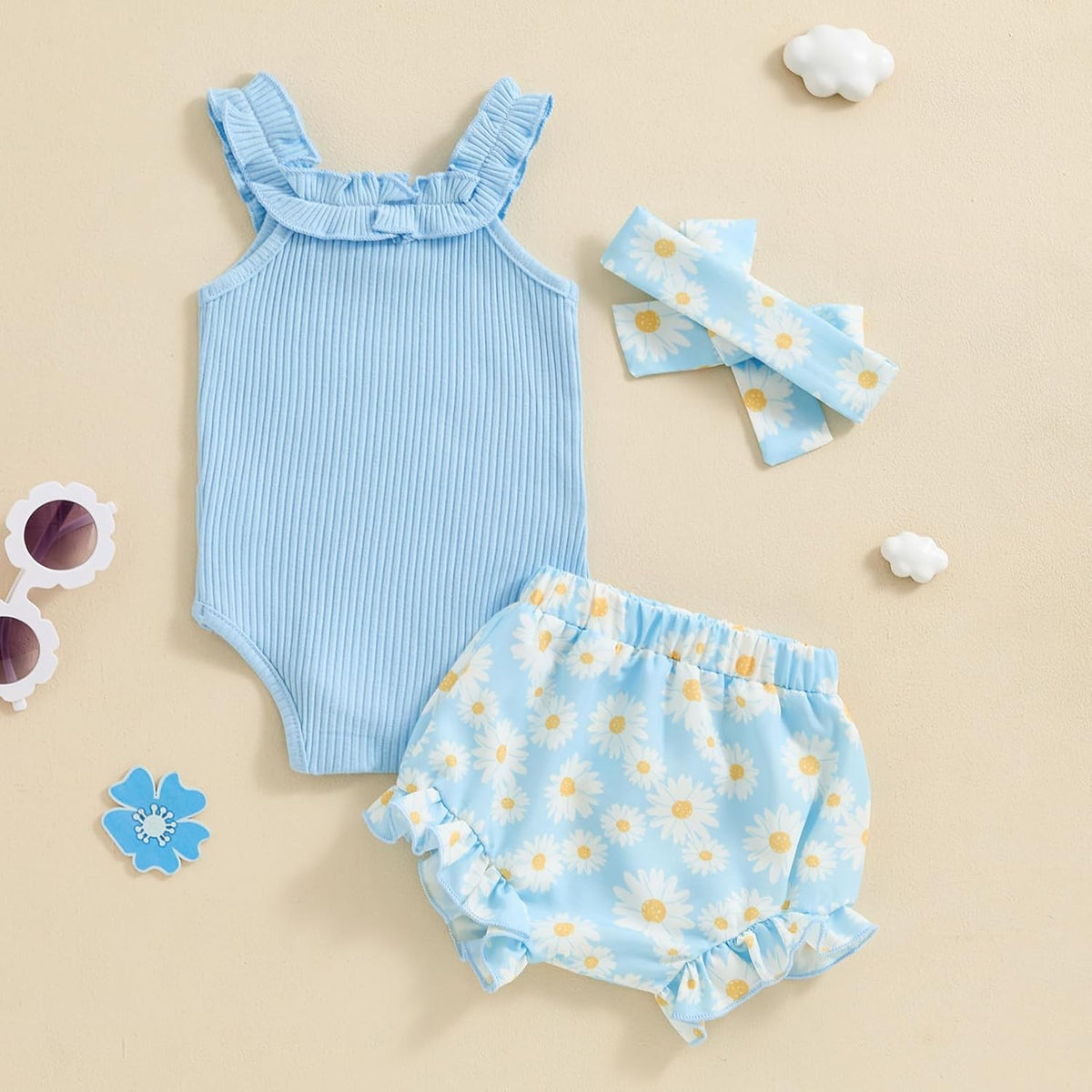 fhutpw Baby Girl Clothes Summer Cute Outfits 3 6 12 18 Months Spaghetti Strap Romper & Floarl