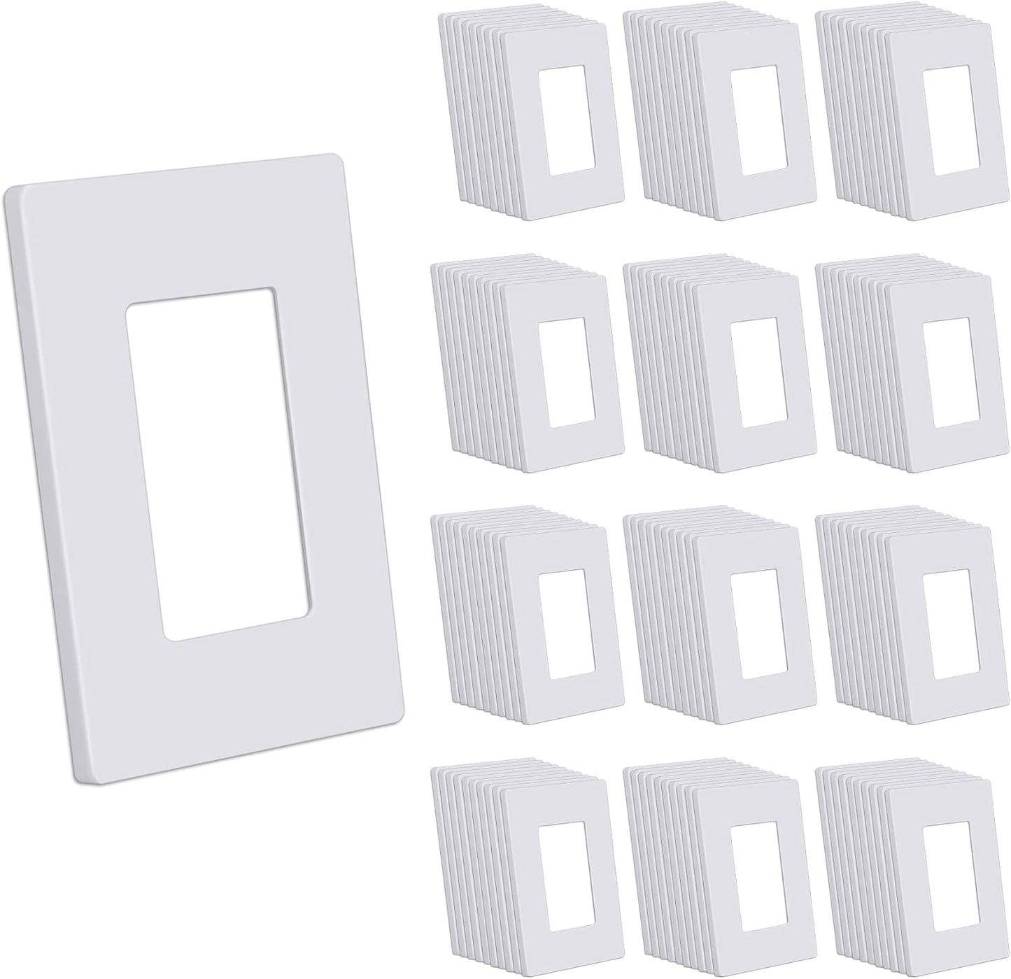 CML Screwless Wall Plates, 120 Pack Decorator Light Switch Covers, 1-Gang Decor Outlet Switch