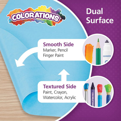 Colorations Arts and Crafts Paper Roll - 36" x 1000', Sky Blue, Dual Surface, Markers, Finger