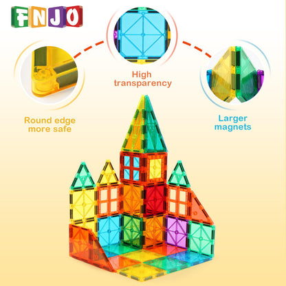 FNJO Magnetic Tiles, 110PCS Magnet Building Set, Magnetic Building Blocks, Construction STEM