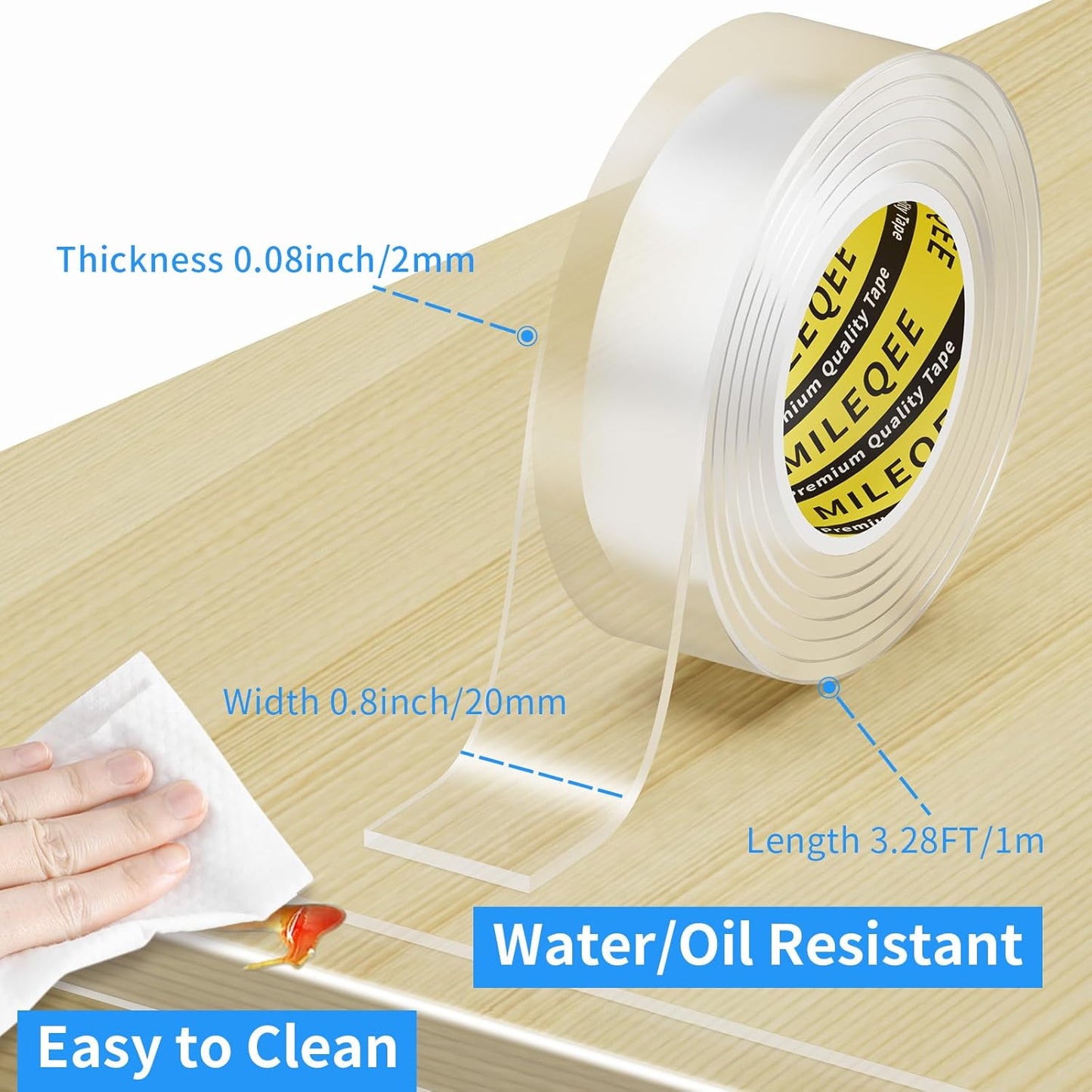 2Pack Clear Edge Protector Strip, 0.8in x 3.28FT(6.56FT Total), Sharp Edge Wrap Cover Tape, Self