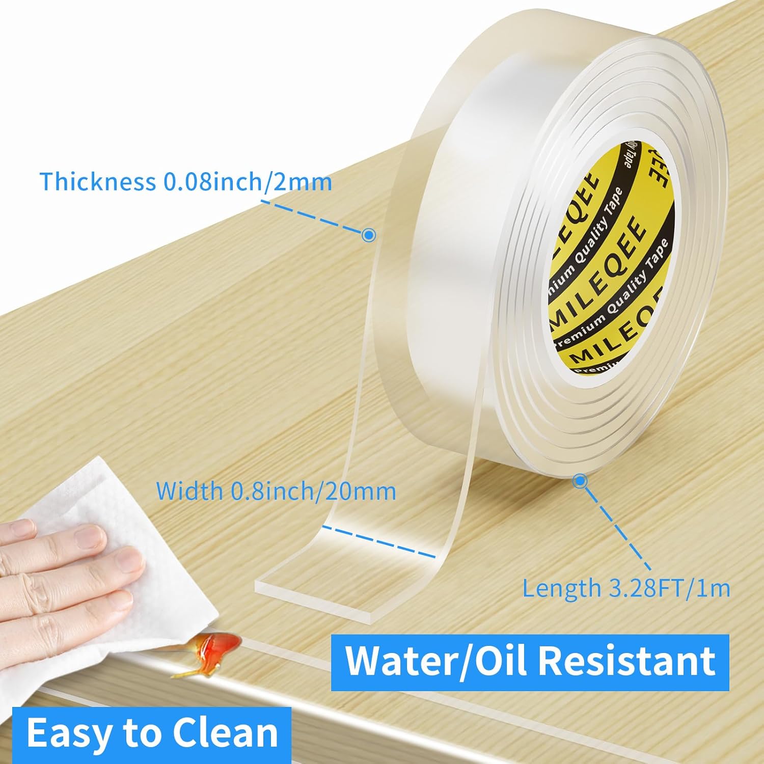 2Pack Clear Edge Protector Strip, 0.8in x 3.28FT(6.56FT Total), Sharp Edge Wrap Cover Tape, Self