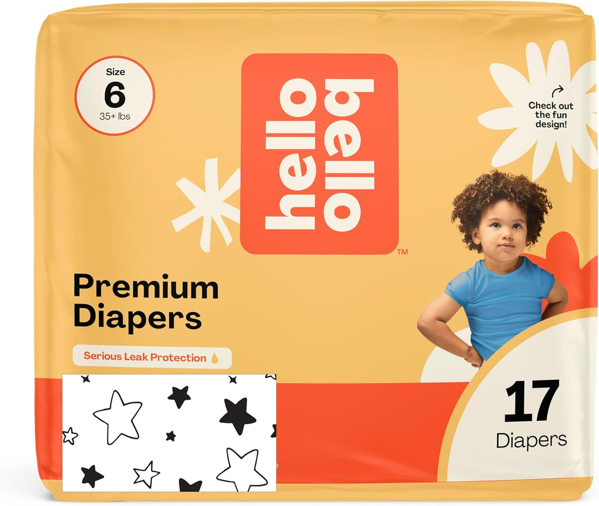Hello Bello Diapers, Size 6 (35 lbs) Superstars, 17 Count of Premium Disposable Baby Diapers