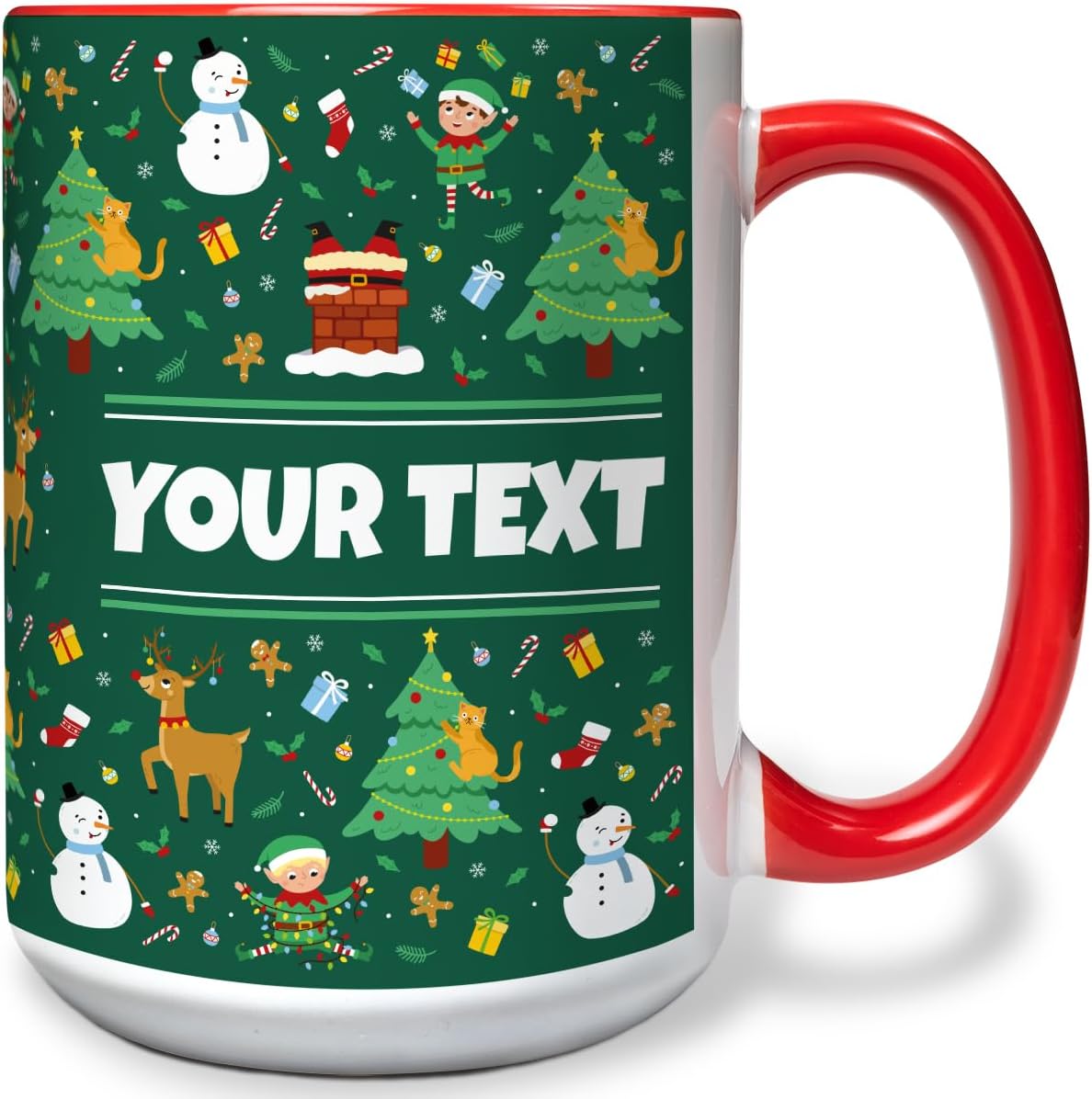 Personalized Mug for Kids - Christmas - Custom Name/Text, Ceramic Hot Chocolate/Cocoa/Coffee Cup