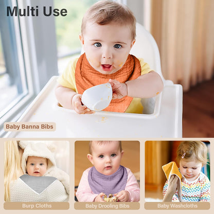 Muslin Baby Bibs,Soft Triangular Baby Bandana Drool Bibs for Baby Boy Girl,Solid Colors Bib for