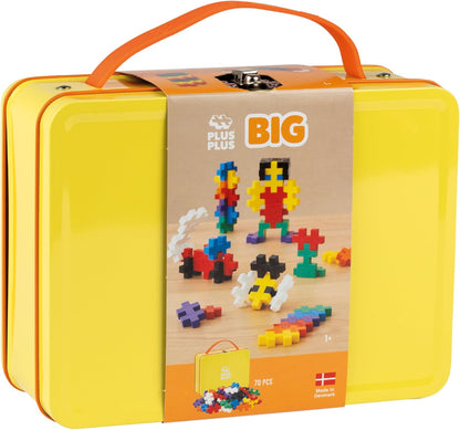 PLUS PLUS Building Set with Metal Suitcase, Open Ended Stem Toy for Toddlers and Preschool, 70 Big