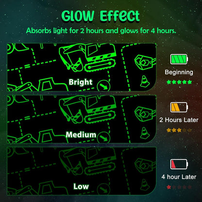 Construction Truck Toys Gifts for Boys - Glow in The Dark Excavator Blanket Birthday Easter