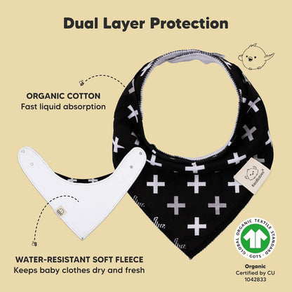 10-Pack Organic Baby Bandana Bibs for Girls - Super Absorbent Triangle Baby Bibs for Drooling and