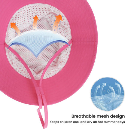 Baby Sun Hat 0-6 Years Toddler Boys Girls Adjustable Bucket Hats Kids Bucket Hats UPF 50+ Wide Brim