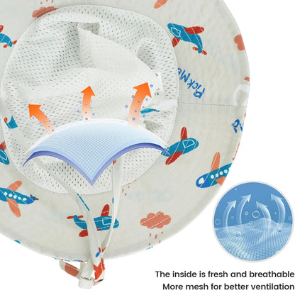 Baby Sun Hat 0-6 Years Toddler Boys Girls Adjustable Bucket Hats Kids Bucket Hats UPF 50+ Wide Brim